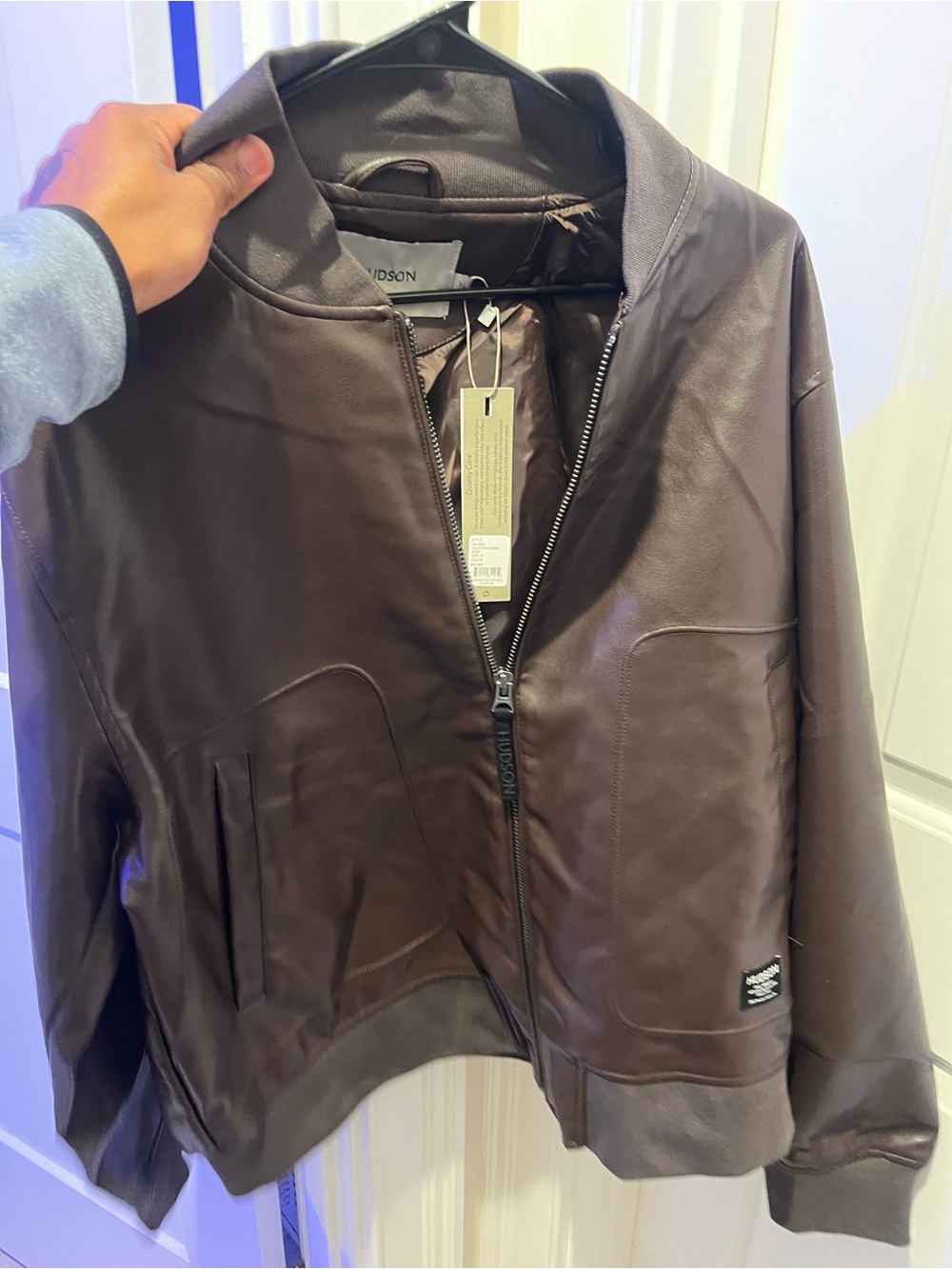 Hudson Jeans Brown Leather Bomber Jacket
